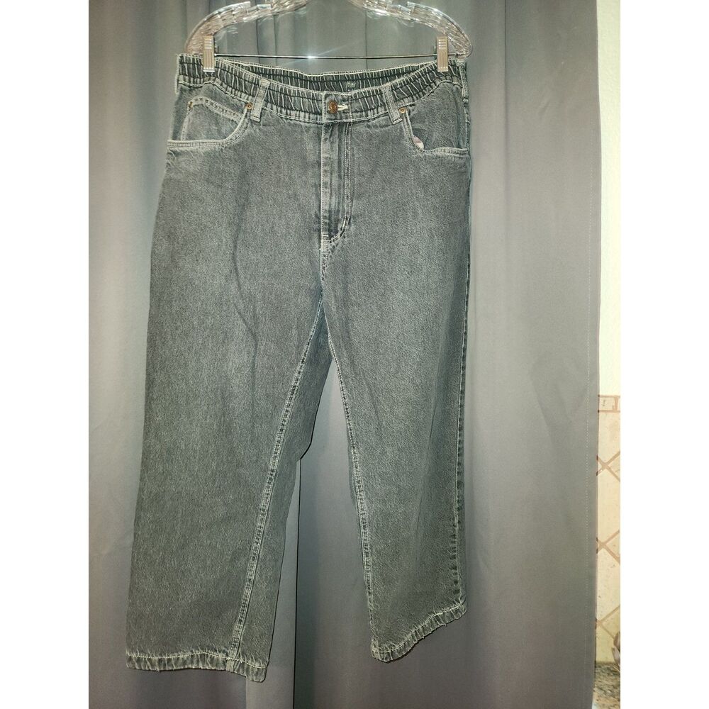 Vintage Haband's Ice House Flannel Lined Jeans Faded Black Elastic Waist 36x27